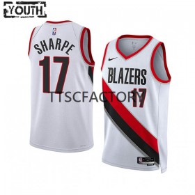 Canotte Bambino Portland Trail Blazers Shaedon Sharpe 17 Nike 2022-23 Association Edition Bianco Swingman
